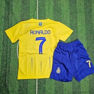 Al-Nassr Kids Soccer Jersey Kit Youth/Al-Nassr  jersey/ Jersey and Shorts